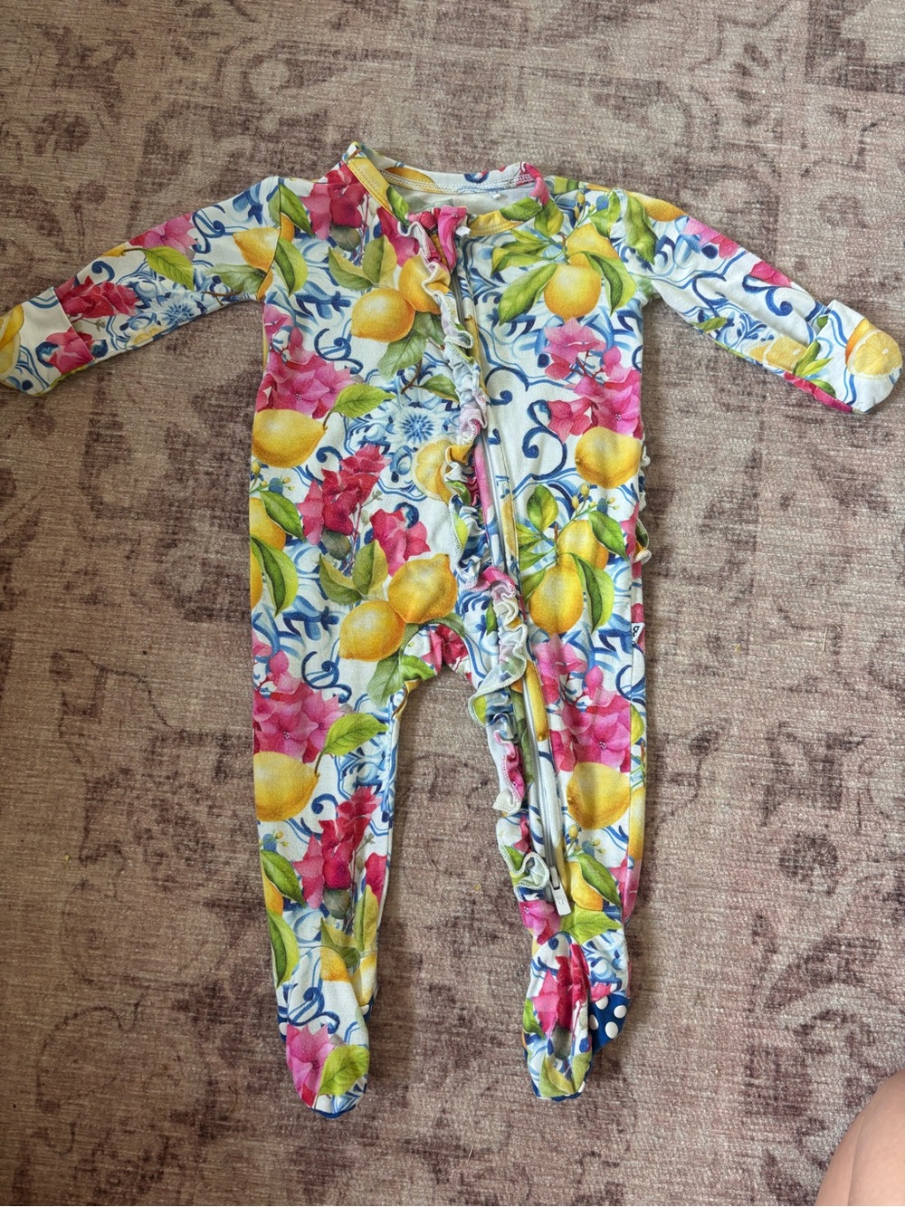buns and roses baby bamboo footie sleeper